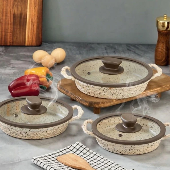 INCI DOKUM SAHAN SET KAPAKLI 18-20-22 CM ürün görseli 1