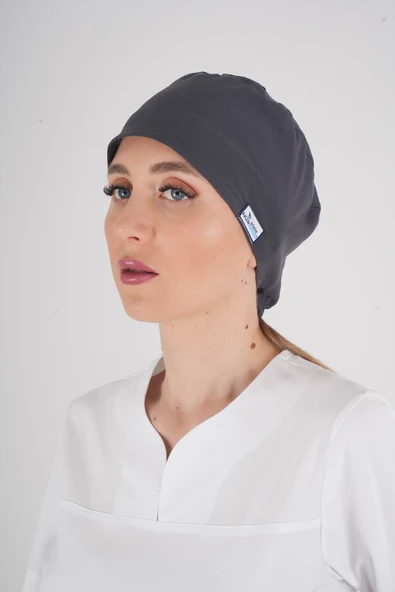 Unisex Düz Antrasit Doktor Hemşire Hastane Aşçı Medikal Cerrahi Bonesi ürün görseli 1