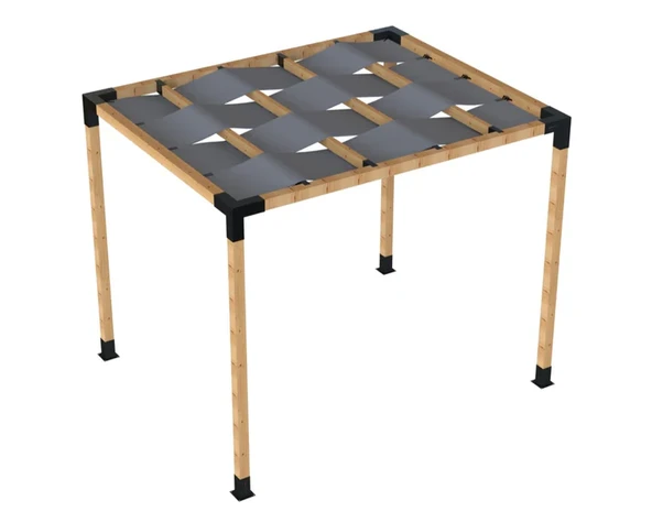 iAhşap Pergola Braket Seti 4 Ana Direkli Dalgalı Gölgelikli Üst Izgaralı ürün görseli 1