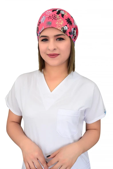 Pembe Panda Desenli Cerrahi Bone B98 ürün görseli 1