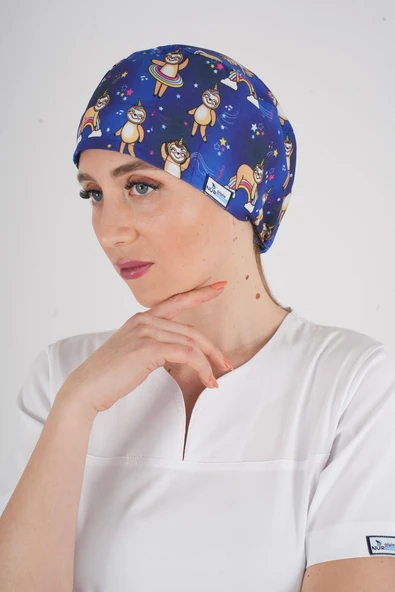 Unisex Stars Club Desenli Hemşire Doktor Hastane Medikal Aşçı Cerrahi Bonesi ürün görseli 1
