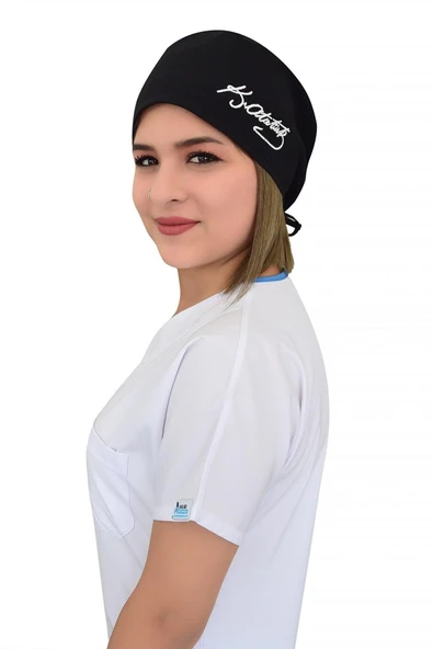 Siyah Tek Atatürk İmza Desenli Cerrahi Bone B1 ürün görseli 1