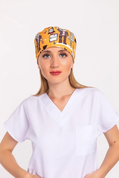 Cadılar Bayramı Desenli Cerrahi Bone ürün görseli 1