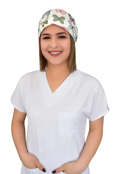 Yeşil Kelebek Desenli Cerrahi Bone B93 ürün görseli 1