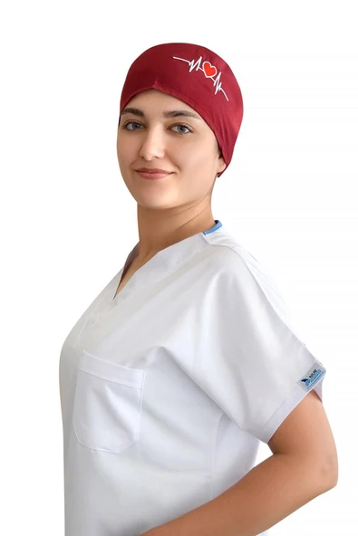 Bordo Kalp Ritim İşlemeli Cerrahi Bone B51 ürün görseli 1