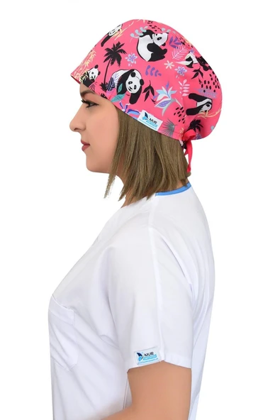 Pembe Panda Desenli Cerrahi Bone B98 - Resim 2