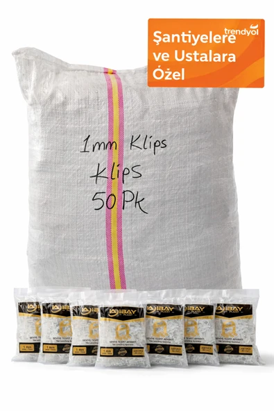 İbayPlast İBAY PLAST 200' lü Seramik Seviyeleme Klipsi 1 mm - 50 Paket (Çuval - 10.000 Adet) ürün görseli 1