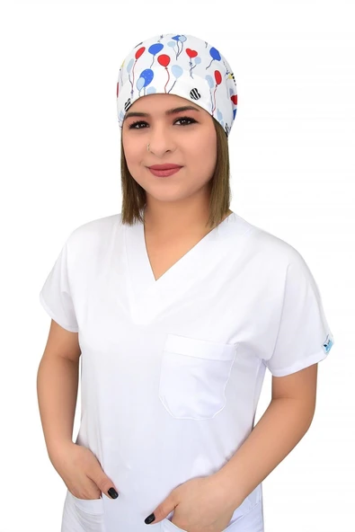 Renkli Balonlar Desenli Cerrahi Bone B63 ürün görseli 1