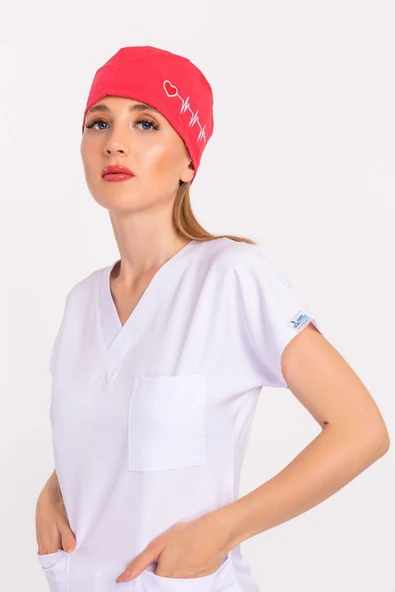 Nar Çiçeği Kalp Ritim İşlemeli Cerrahi Bone ürün görseli 1