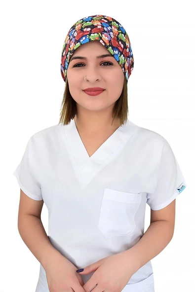 Renkli Kurbağalar Desenli Cerrahi Bone B43 ürün görseli 1