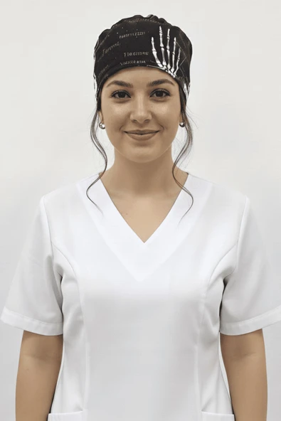 Unisex İskelet Desenli Doktor Hemşire Radyoloji Ortopedi Cerrahi Saç Bonesi ürün görseli 1