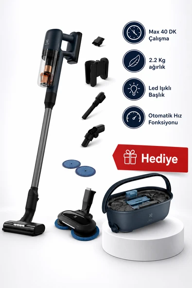 Electrolux EP71B14WET Islak Kuru Şarjlı Dikey Süpürge (Mop Başlık Temizleme İstasyonu Hediyeli) ürün görseli 1