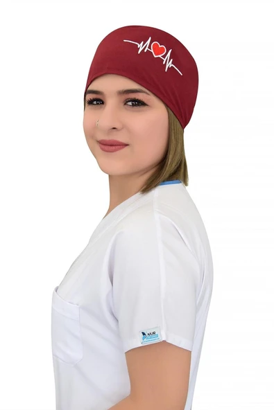 Kırmızı Kalp Ritim İşlemeli Cerrahi Bone B38 ürün görseli 1
