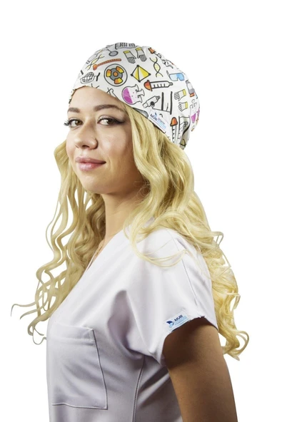 Renkli Laborant Desenli Doktor Hemşire Hastane Medikal Cerrahi Bone B160 ürün görseli 1