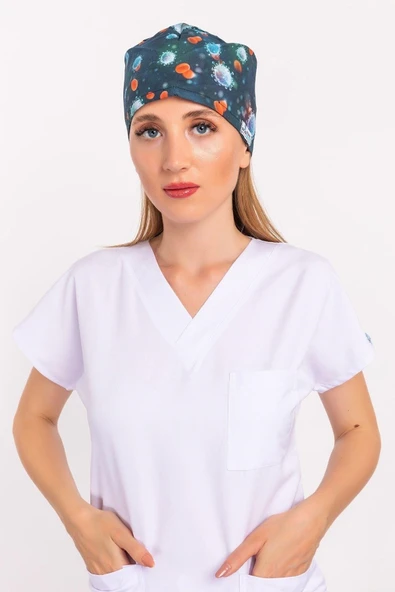 Master Likra  Virüs Desenli Doktor Hemşire Hastane Cerrahi Bone ürün görseli 1