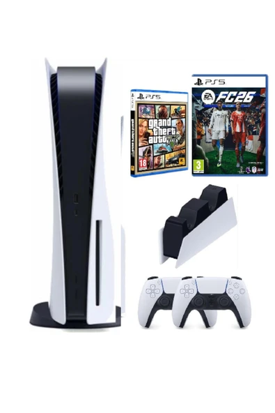 Sony Playstation 5 Cdli Standrt + 2.kol Dualsense + Şarj İstasyonu +GTA V+ Ps5 FC26 (İthalatçı Garantili) ürün görseli 1