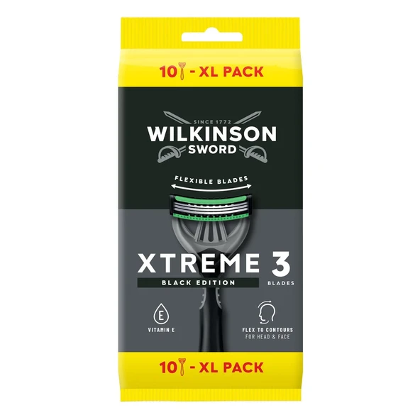 WİLKİNSON SWORD XTREME 3 BLACK 10 ADET ERKEK TIRAŞ BIÇAĞI ürün görseli 1