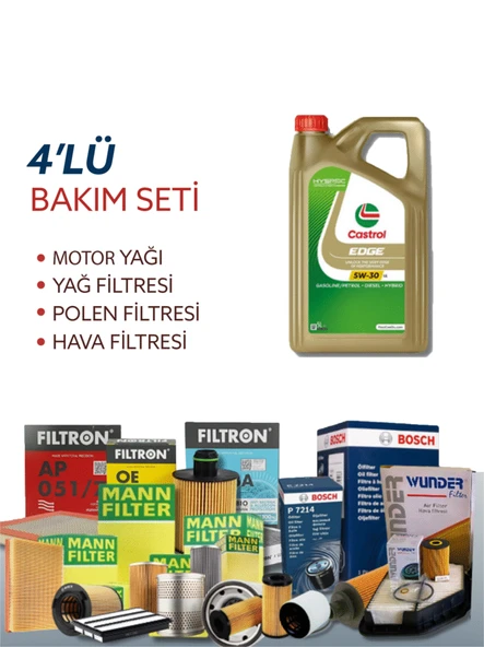 Filtron Honda Civic 1.6 Benzin Fb7 Filtre Bakım Seti Castrol Motor Yağlı (2012-2017) 4 Lü ürün görseli 1
