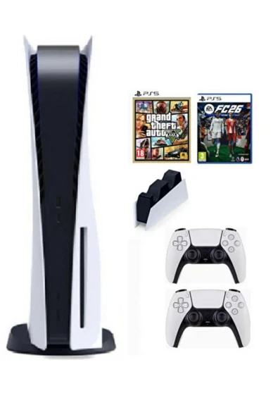 Sony Playstation 5 Standart Cdli + 2. Kol Dualsense + Ps5 FC26 + PS5 GTA V + Şarj istasyonu ürün görseli 1