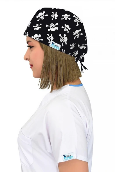 Siyah Kurukafa Desenli Cerrahi Bone B83 - Resim 2