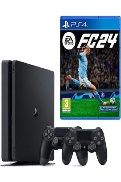 Sony Playstation 4 Slim 500 GB + 2. DualShock Kol + Ps4 EA SPORTS FC 24 (ithalatçı Garantili) ürün görseli 1