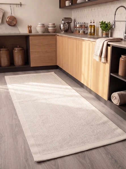 Vektör Sisal Halı Kaymaz Taban Silinebilir Yıkanabilir Modern Salon Mutfak Koridor Halısı Beyaz Beyaz ürün görseli 1