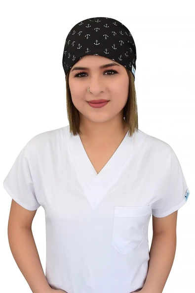 Siyah Çapa Desenli Cerrahi Bone B79 ürün görseli 1