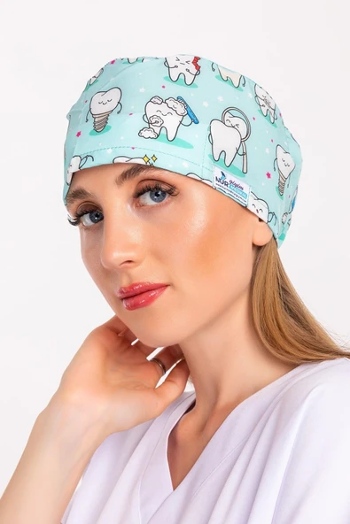 Yeşil Diş Desenli Cerrahi Bone - Resim 2