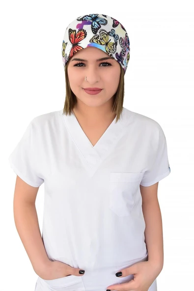 Mor Kelebek Desenli Cerrahi Bone B55 ürün görseli 1