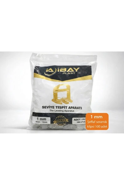 İbayPlast İBAY PLAST Seramik/Fayans Seviyeleme Klipsi Şeffaf 1 mm (100 Adet) ürün görseli 1