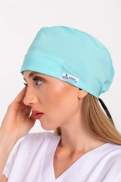 Düz Mint Mavi Cerrahi Bone - Resim 2