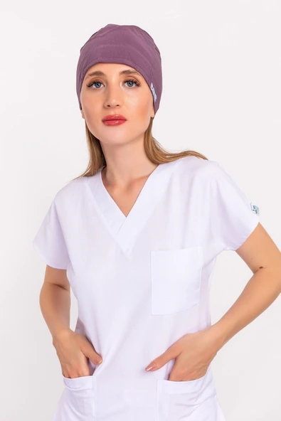 Unisex Düz Leylak Cerrahi Bone Hemşire Doktor Ameliyat Saç Bonesi ürün görseli 1