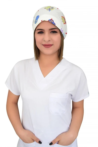 Beyaz Baykuş Desenli Cerrahi Bone B99 ürün görseli 1