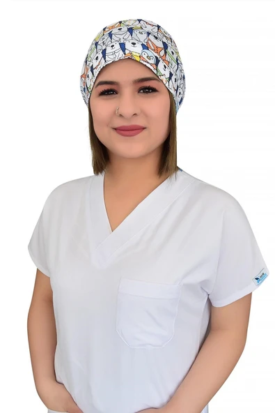 Panda Ayı Kardeşler Desenli Cerrahi Bone B2 ürün görseli 1