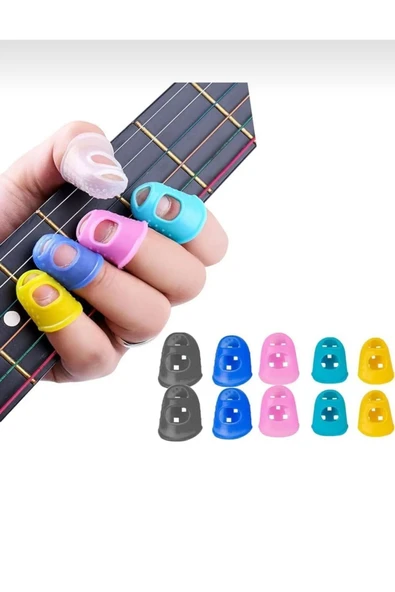 Parmak Silikon  Koruyucu Gitar yüksük Örgü Kullanımı İçin 5 Adet ürün görseli 1