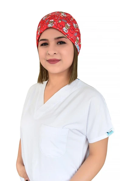 Kırmızı Ayıcık Desenli Cerrahi Bone B18 ürün görseli 1