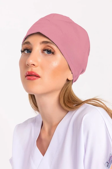 Unisex Düz Koyu Pudra Renk Cerrahi Boneler Doktor Ameliyat Saç Bonesi ürün görseli 1