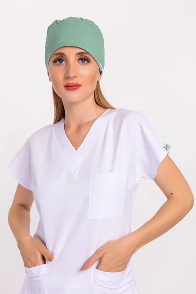 Düz Su Yeşili Renk Doktor Hemşire Hastane Aşçı Medikal Cerrahi Bone ürün görseli 1