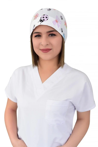 Lila Uğurböceği Desenli Cerrahi Bone B9 ürün görseli 1