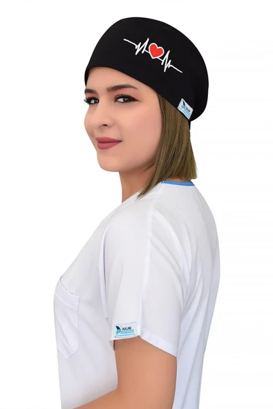 Siyah Kalp Ritim İşlemeli Cerrahi Bone B50 ürün görseli 1
