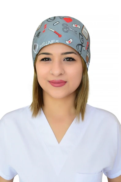 Unisex Gri Nurse Life Desenli Cerrahi Bone ürün görseli 1