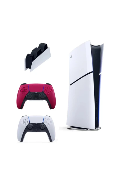 Sony Playstation 5 Slim Digital İthalatçı Garantili + 2. Kırmızı Dualsense + Şarj İstasyonu ürün görseli 1
