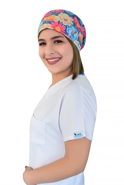 Çiçek Bahçesi Desenli Cerrahi Bone B71 - Resim 2