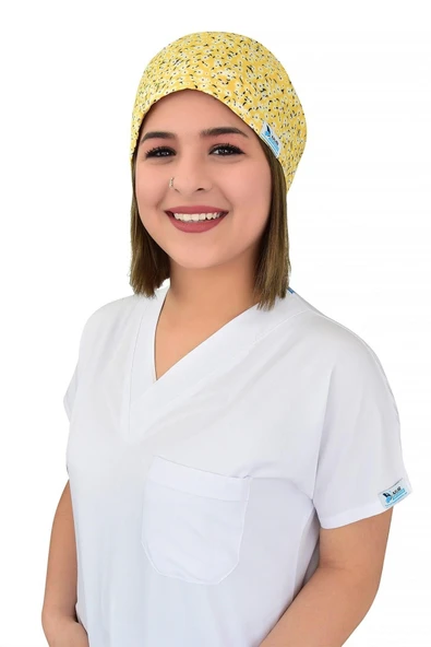 Sarı Papatya Desenli Cerrahi Bone B75 ürün görseli 1
