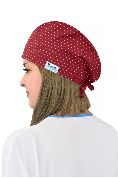 Bordo Yıldız Desenli Cerrahi Bone B11 ürün görseli 1