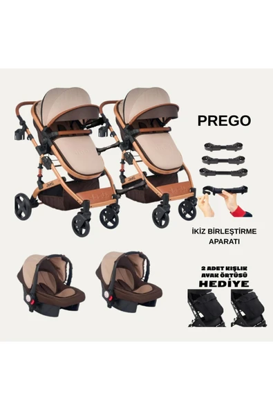 BabyHope TURHAN BEBE İkiz bebek arabası YAN YANA GRİ-SİYAH ürün görseli 1