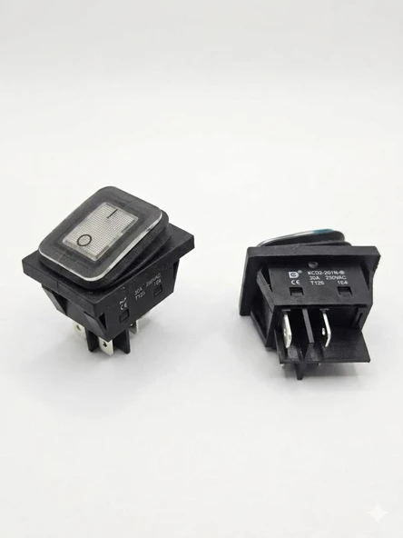 ANAHTAR BÜYÜK ON ~ OFF BEYAZ   IŞIKLI 30A 220V  KCD2-201NW-BW 4 PİN ürün görseli 1