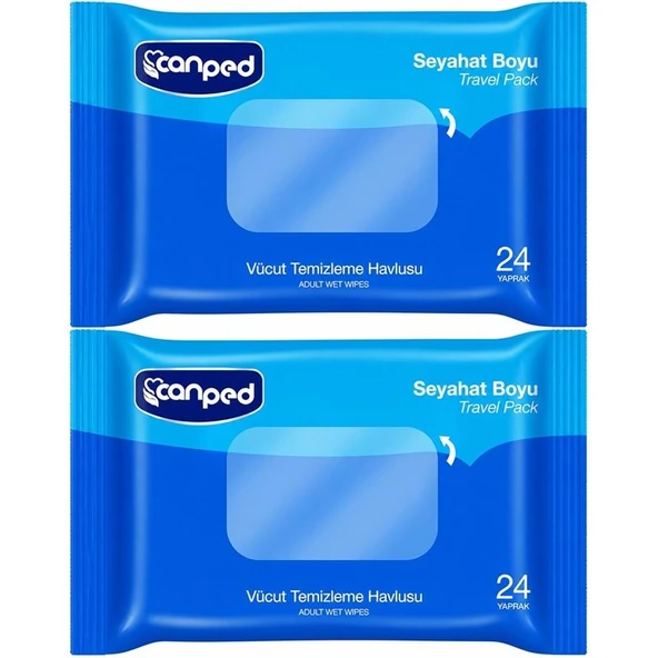 Canped Yetişkin Vücut Temizleme Islak Mendil Havlu 24 Yaprak Seyahat Boy 2 Li Set (48 Yaprak) ürün görseli 1