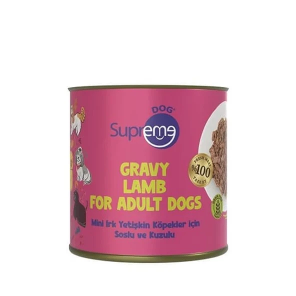 Supreme Dog Gravy Sos İçinde Kuzulu Mini Irk Yetişkin Köpek Konservesi 200Gr ürün görseli 1