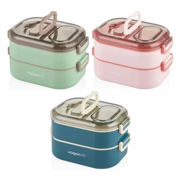 Vagonlife 1000ml 3 Bölmeli Paslanmaz Çelik Lunchbox Yemek Kabı ürün görseli 1